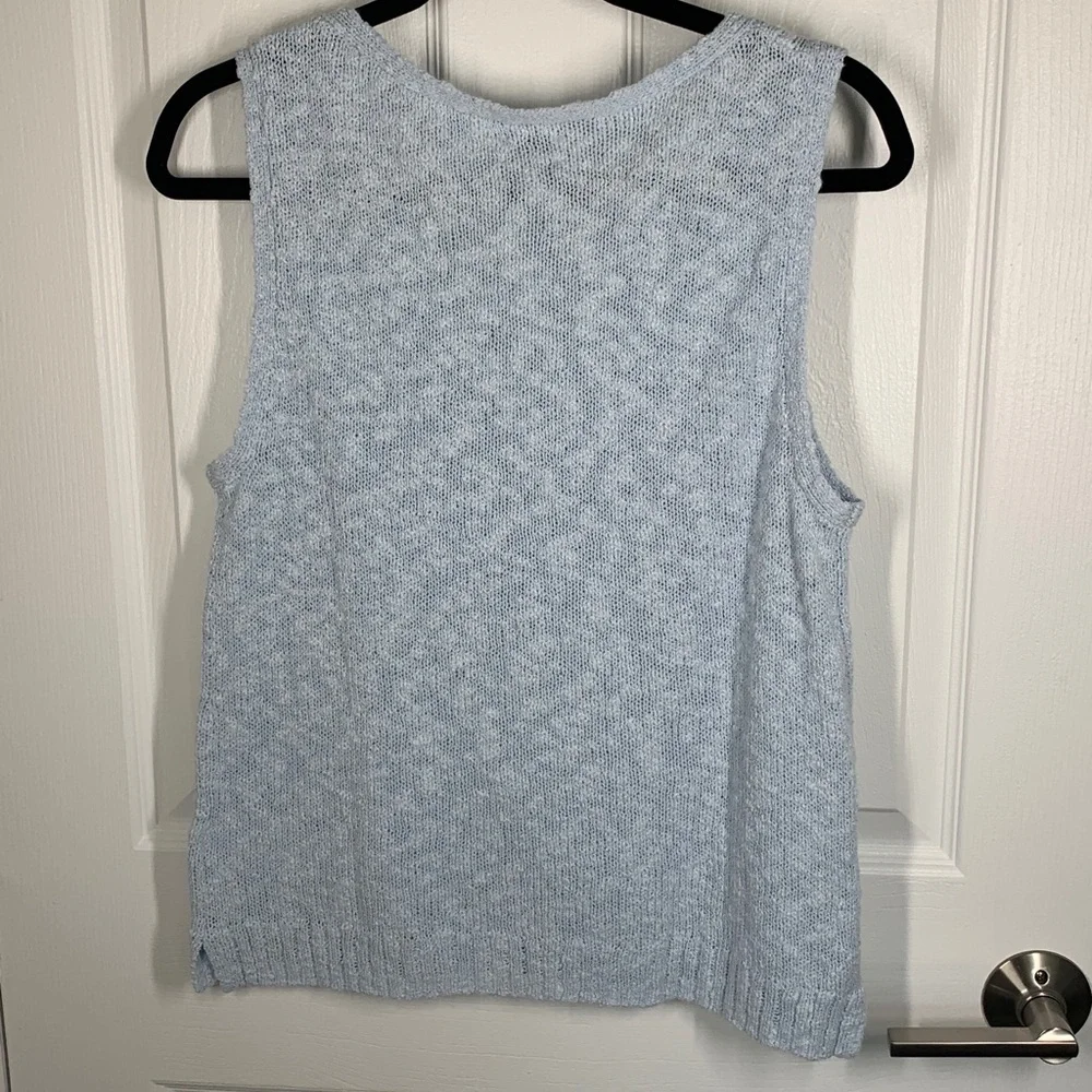 J Crew light blue cotton blend v-neck sweater vest size medium